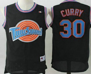 Men's The Movie Space Jam #30 Stephen Curry Black Soul Swingman Basketball Jersey