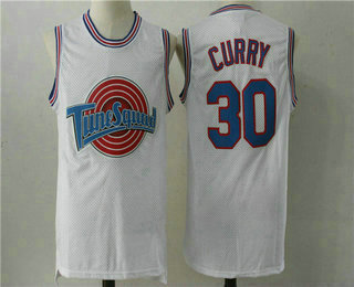 Men's The Movie Space Jam #30 Stephen Curry White Soul Swingman Basketball Jersey