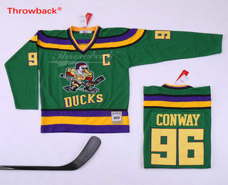 Men's The Movie The Mighty Ducks #96 Charlie Conway Green Stitched Film Ice Hockey Jersey