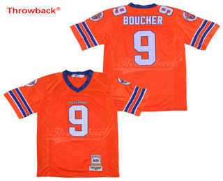 Men's The Movie The Waterboy Adam Sandler #9 Bobby Boucher Orange Stitched Football Jersey