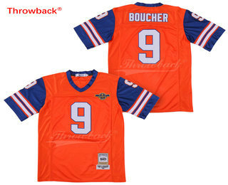 Men's The Movie The Waterboy Adam Sandler #9 Bobby Boucher Orange With Blue Stitched Football Jersey