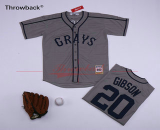 Men's The Movie USA Negro Leagues NLBM Homestead Grays #20 Josh Gibson Gray Stitched Baseball Jersey