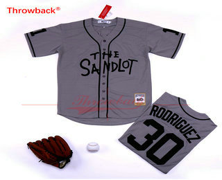 Men's The Sandlot #30 Benny The Jet Rodriguez Grey Movie Stiched Jersey