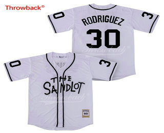 Men's The Sandlot #30 Benny The Jet Rodriguez White Movie Stiched Jersey