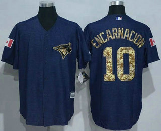 Men's Toronto Blue Jays #10 Edwin Encarnacion Blue Salute to Service Cool Base Baseball Jersey