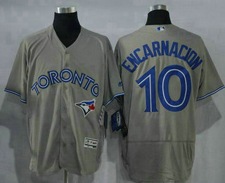 Men's Toronto Blue Jays #10 Edwin Encarnacion Gray Road 2016 Flexbase Majestic Baseball Jersey