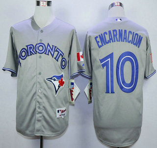 Men's Toronto Blue Jays #10 Edwin Encarnacion Grey Jersey