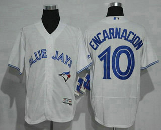 Men's Toronto Blue Jays #10 Edwin Encarnacion White Home 2016 Flexbase Majestic Baseball Jersey