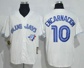 Men's Toronto Blue Jays #10 Edwin Encarnacion White Majestic Cool Base Cooperstown Collection Player Jersey