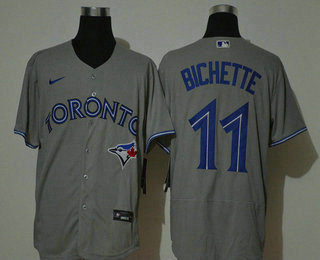 Men's Toronto Blue Jays #11 Bo Bichette Grey Stitched MLB Flex Base Nike Jersey