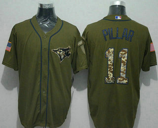 Men's Toronto Blue Jays #11 Kevin Pillar Green Salute to Service Jersey