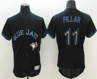 Men's Toronto Blue Jays #11 Kevin Pillar Lights Out Black Fashion Stitched MLB 2016 Majestic Flex Base Jersey