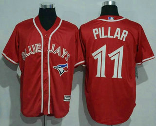 Men's Toronto Blue Jays #11 Kevin Pillar Red Stitched MLB 2016 Canada Day Majestic Cool Base Jersey