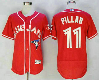 Men's Toronto Blue Jays #11 Kevin Pillar Red Stitched MLB 2016 Canada Day Majestic Flex Base Jersey