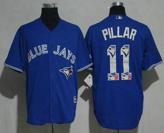 Men's Toronto Blue Jays #11 Kevin Pillar Royal Blue Team Logo Ornamented Stitched MLB Majestic Cool Base Jersey