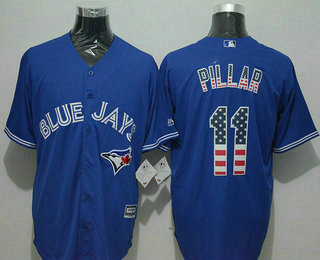 Men's Toronto Blue Jays #11 Kevin Pillar USA Flag Fashion Blue New Cool Base Jersey