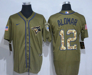 Men's Toronto Blue Jays #12 Roberto Alomar Green Salute To Service Stitched MLB Cool Base Nike Jersey