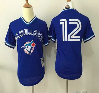 Men's Toronto Blue Jays #12 Roberto Alomar Mesh BP 1993 Royal Blue Throwback Jersey