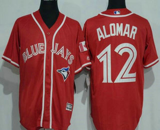 Men's Toronto Blue Jays #12 Roberto Alomar Retired Red Stitched MLB 2016 Canada Day Majestic Cool Base Jersey