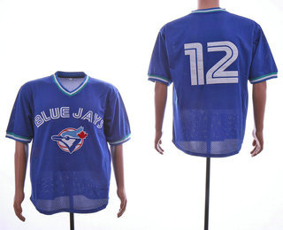 Men's Toronto Blue Jays #12 Roberto Alomar Royal Blue Mesh Batting Practice 1993 Throwback Jersey By Mitchell & Ness