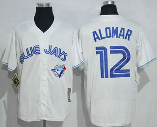 Men's Toronto Blue Jays #12 Roberto Alomar White Majestic Cool Base Cooperstown Collection Player Jersey