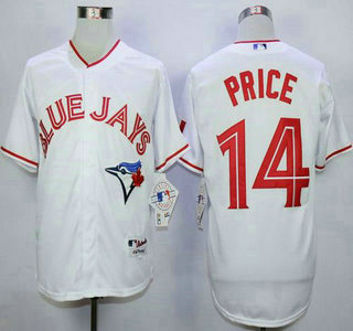 Men's Toronto Blue Jays #14 David Price 2015 Canada Day Home White MLB Cool Base Jersey