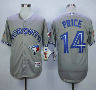 Men's Toronto Blue Jays #14 David Price Away Gray MLB Majestic Jersey