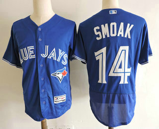 Men's Toronto Blue Jays #14 Justin Smoak Blue Stitched MLB Majestic Flex Base Jersey