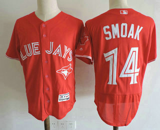 Men's Toronto Blue Jays #14 Justin Smoak Red Stitched MLB 2017 Majestic Flex Base Jersey