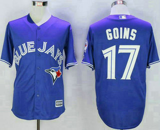 Men's Toronto Blue Jays #17 Ryan Goins Blue New Cool Base 40th Anniversary Baseball Jersey