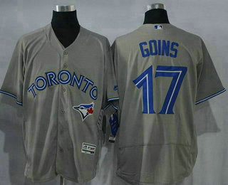 Men's Toronto Blue Jays #17 Ryan Goins Gray Road 2016 Flexbase Majestic Baseball Jersey