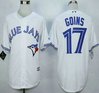 Men's Toronto Blue Jays #17 Ryan Goins Home White 2015 MLB Cool Base Jersey