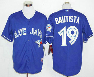 Men's Toronto Blue Jays #19 Jose Bautista 40TH Patch Blue Jersey