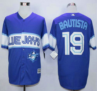 Men's Toronto Blue Jays #19 Jose Bautista Blue Exclusive New Cool Base Jersey