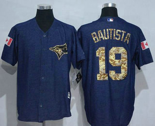 Men's Toronto Blue Jays #19 Jose Bautista Blue Salute to Service Cool Base Baseball Jersey