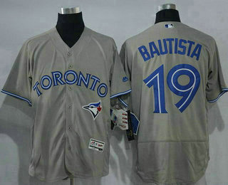 Men's Toronto Blue Jays #19 Jose Bautista Gray Road 2016 Flexbase Majestic Baseball Jersey