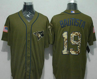 Men's Toronto Blue Jays #19 Jose Bautista Green Salute to Service Jersey