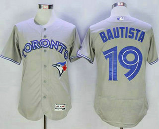 Men's Toronto Blue Jays #19 Jose Bautista Grey Flexbase 2016 MLB Player Jersey