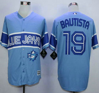 Men's Toronto Blue Jays #19 Jose Bautista Light Blue Exclusive New Cool Base Jersey