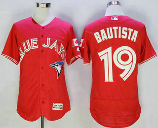 Men's Toronto Blue Jays #19 Jose Bautista Red Flexbase Authentic Collection Canada Day Jersey