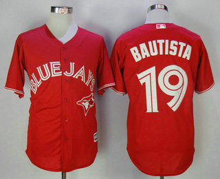 Men's Toronto Blue Jays #19 Jose Bautista Red Stitched MLB 2017 Majestic Cool Base Jersey