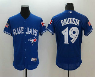 Men's Toronto Blue Jays #19 Jose Bautista Royal Blue Fashion Stars & Stripes 2016 Flexbase MLB Independence Day Jersey