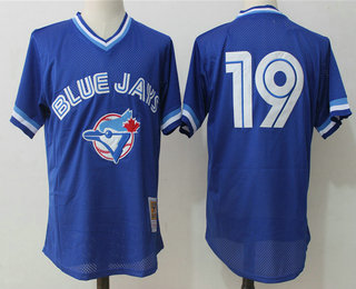 Men's Toronto Blue Jays #19 Jose Bautista Royal Blue Throwback Mesh Batting Practice Stitched MLB Mitchell & Ness Jersey