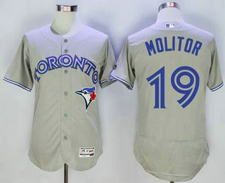 Men's Toronto Blue Jays #19 Paul Molitor Grey Flexbase 2016 MLB Player Jersey