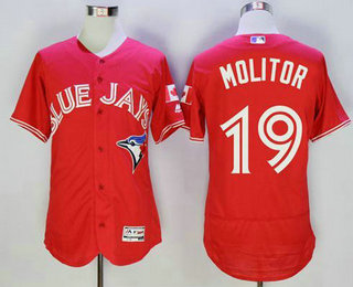 Men's Toronto Blue Jays #19 Paul Molitor Red Flexbase 2016 MLB Player Canada Day Jersey