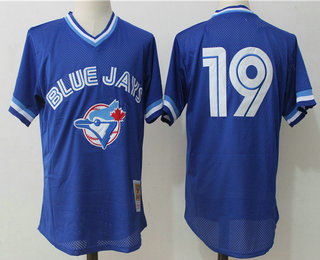 Men's Toronto Blue Jays #19 Paul Molitor Royal Blue Throwback Mesh Batting Practice Stitched MLB Mitchell & Ness Jersey