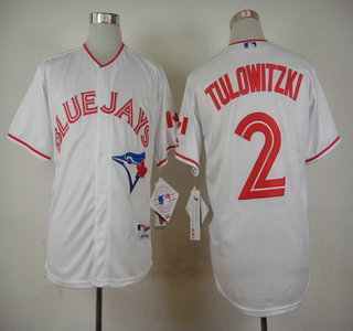 Men's Toronto Blue Jays #2 Troy Tulowitzki 2015 Canada Day Home White MLB Majestic Jersey