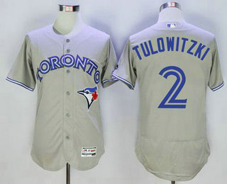 Men's Toronto Blue Jays #2 Troy Tulowitzki Grey Flexbase 2016 MLB Player Jersey