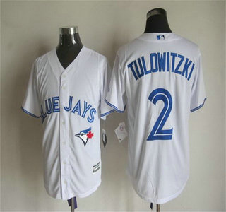 Men's Toronto Blue Jays #2 Troy Tulowitzki Home White 2015 MLB Cool Base Jersey