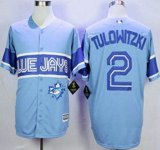 Men's Toronto Blue Jays #2 Troy Tulowitzki Light Blue Exclusive New Cool Base Jersey